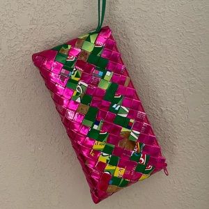 Adorable Candy Wrapper Wristlet Purse Handbag Clutch Pink Green Recycled